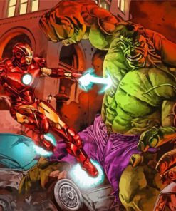 Hulk And Iron Man Heroes paint by number