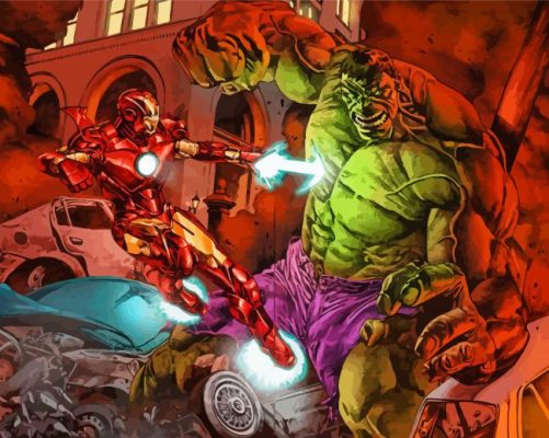 Hulk And Iron Man Heroes paint by number