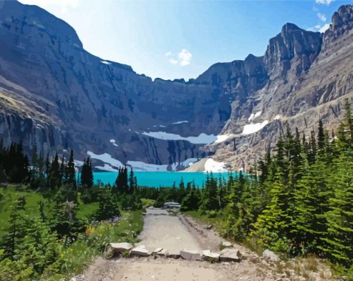 Iceberg Lake Montana paint by number