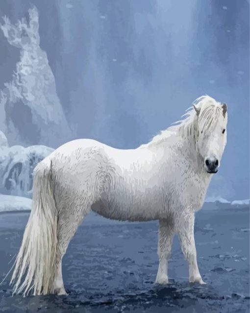 Icelandic Horse In Snow paint by number