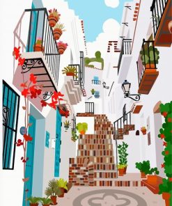 Illustration Frigiliana Spain Streets paint by number