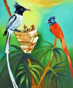 Indian Paradise Flycatcher Bird Paint by number