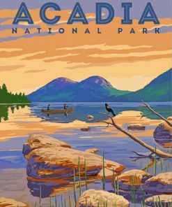 Jordan Pond Acadia National Park Poster paint by number