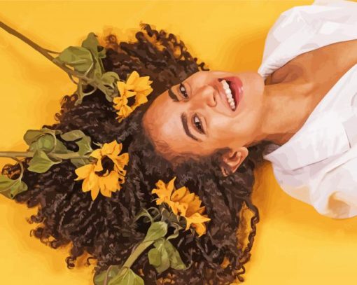 Lady With Flowers In Hair paint by number