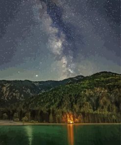 Lake McDonald At Night Paint by number