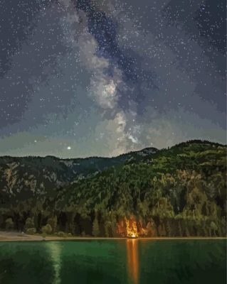 Lake McDonald At Night Paint by number