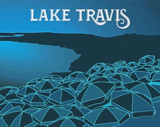 Lake Travis Poster Illustration paint by number