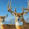 Large Buck And Doe Animals Paint by number