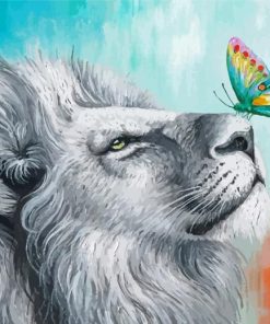 Lion With Butterfly paint by number