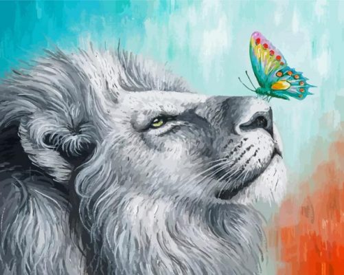 Lion With Butterfly paint by number