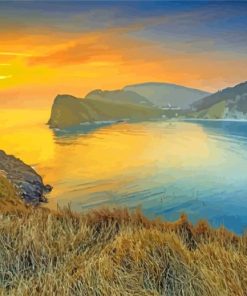 Lulworth Cove Sunset Scene Paint by number