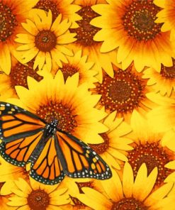 Monarch Butterfly On Sunflowers paint by number