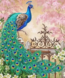 Peacock On A Fence Art paint by number