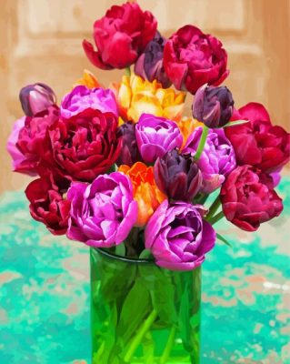 Peony Tulip Vase paint by number