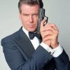 Pierce Brosnan Holding Gun paint by number