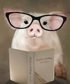 Pig Glasses Reading Book paint by number