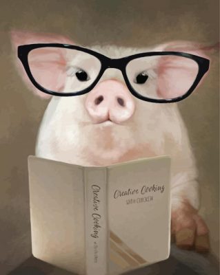 Pig Glasses Reading Book paint by number