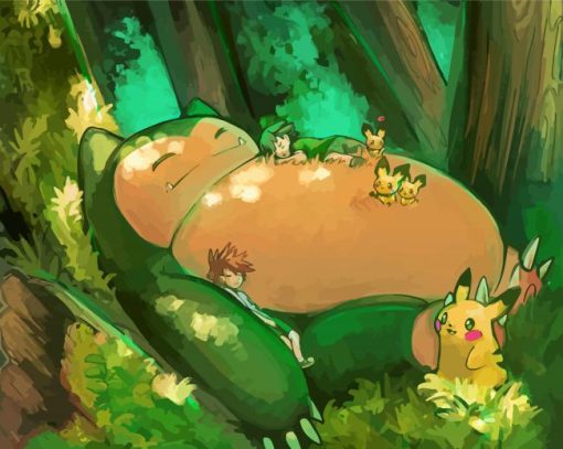 Pikachu And Snorlax Pokemon paint by number