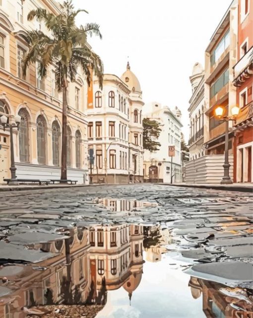 Recife Buildings Reflection paint by number