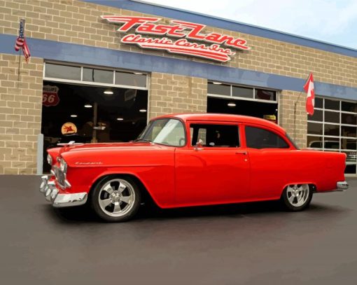 Red 55 Chevrolet paint by number