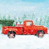 Red Truck In Snow paint by number