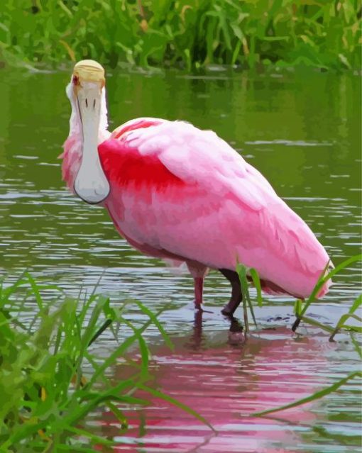 Roseate Spoonbill paint by number