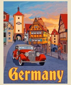 Rothenburg Germany Travel Poster paint by number