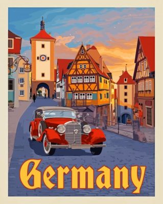 Rothenburg Germany Travel Poster paint by number