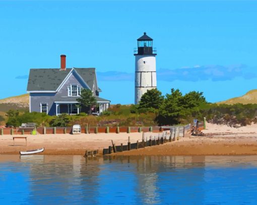 Sandy Neck Beach Lighthouse In Massachusetts paint by number