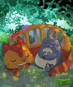 Sleepy Totoro And Catbus paint by number