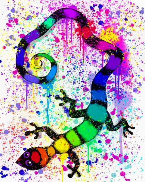 Splatter Colourful Gecko paint by number