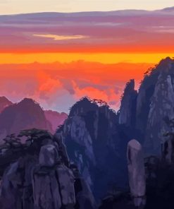 Sunrise Over Yellow Mountain China paint by number