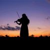 Sunset Silhouette Of Woman Playing Violin paint by number