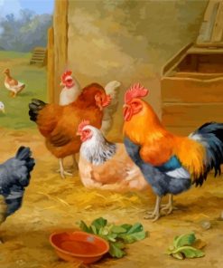 The Chickens And Pigeons paint by number