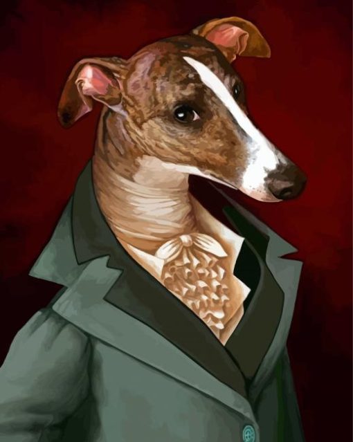 The Greyhound Dog In Uniform paint by number