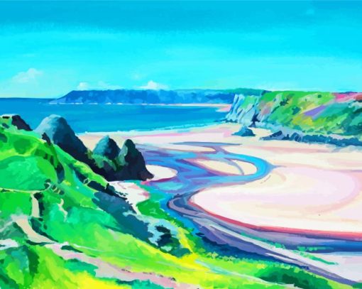 Three Cliffs Bay Art paint by number