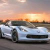 White C7 Corvette With Sunset paint by number