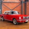 White And Red 66 Ford Mustang paint by number