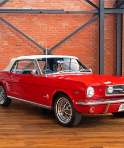 White And Red 66 Ford Mustang paint by number