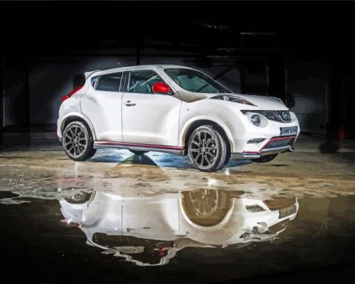 White Nissan Juke Reflection paint by number