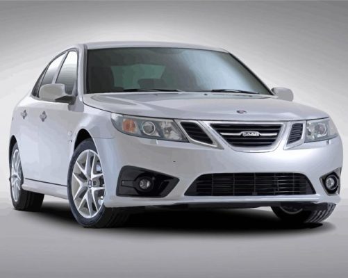 White Saab Car paint by number