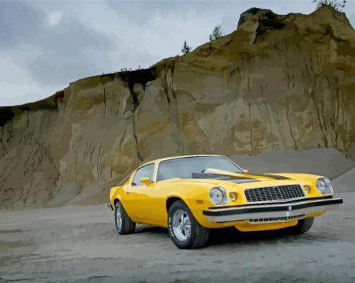 Yellow Camaro 77 paint by number