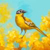 Yellow Bird And Yellow Flowers paint by number