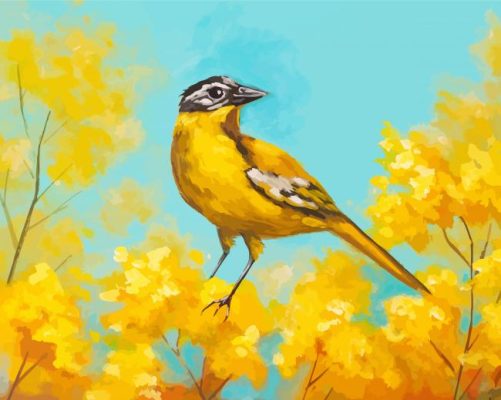 Yellow Bird And Yellow Flowers paint by number