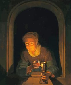 Young Woman Holding Lantern paint by number