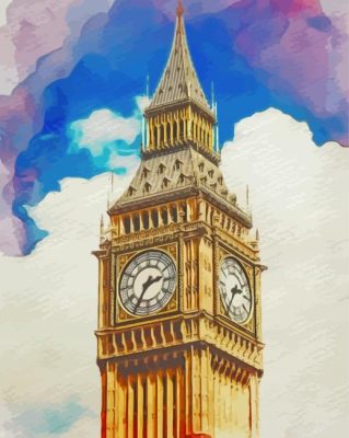 Abstract Big Ben Tower paint by number