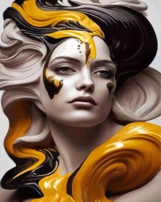 Aesthetic Black And Gold Lady paint by number