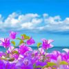 Aesthetic Purple Flowers With Seascape paint by number