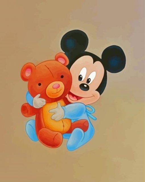 Baby Mickey Mouse And Bear paint by number