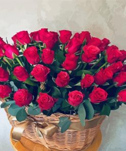 Basket Of Red Roses paint by number